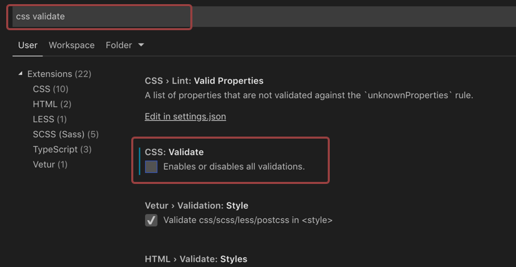 Step 1: Disable CSS validate